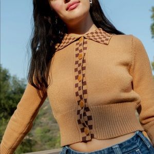 SOLD- Lisa Says Gah Battenberg checkered cardigan